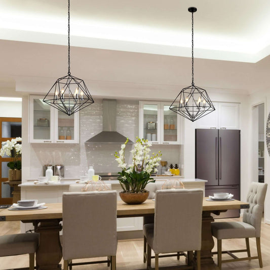 Geo 6 Light Chandelier Matte Black + Chrome