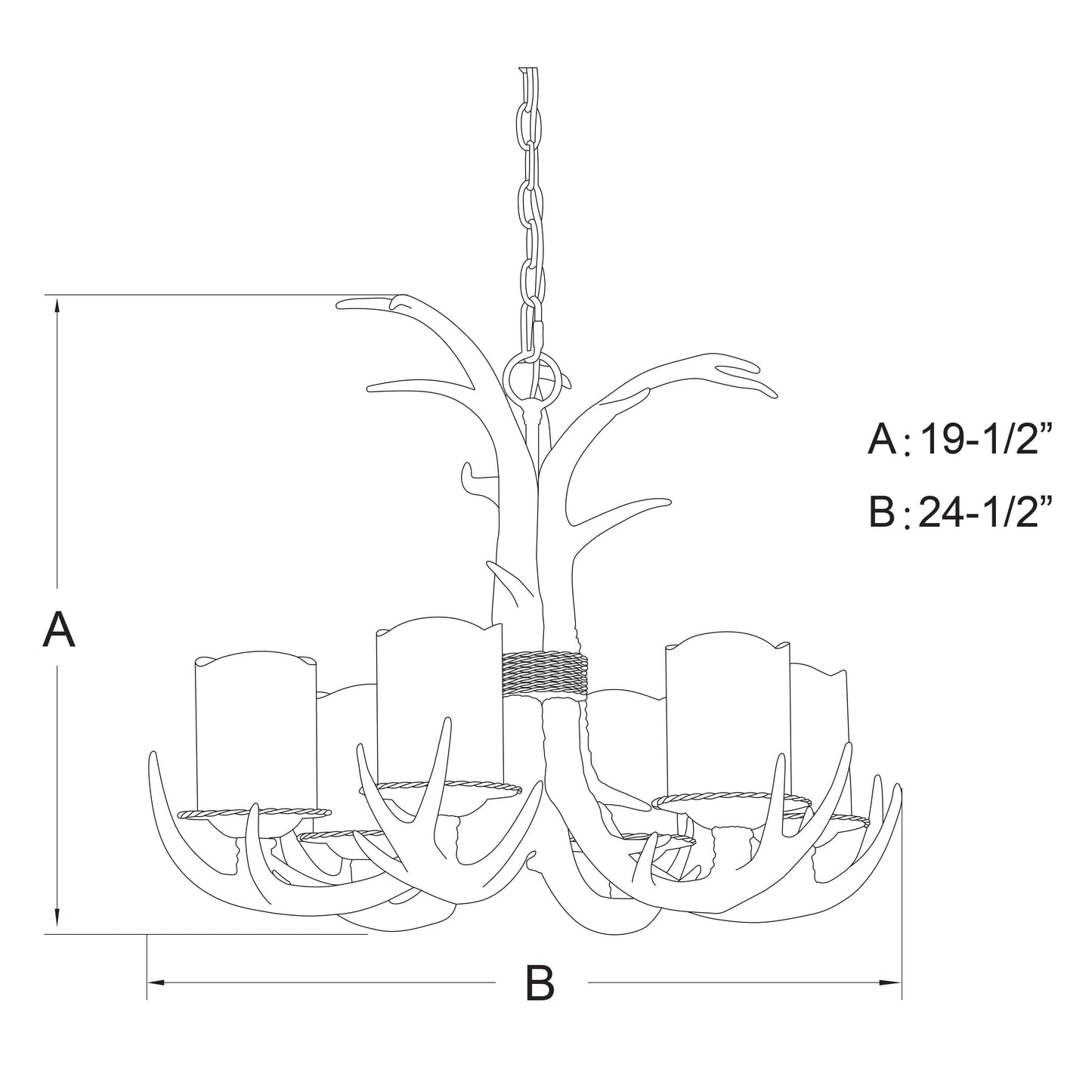 Yoho 6L Antler Chandelier