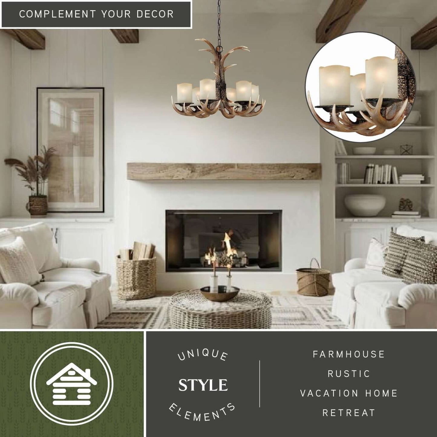 Yoho 6L Antler Chandelier