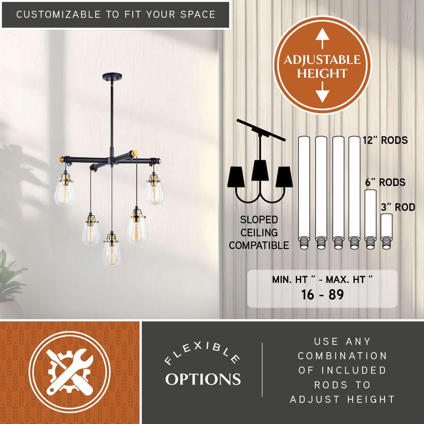 Kassidy 5L Adjustable Chandelier