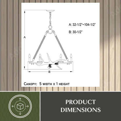 Breckenridge 30.5” 6 Light Antler Chandelier