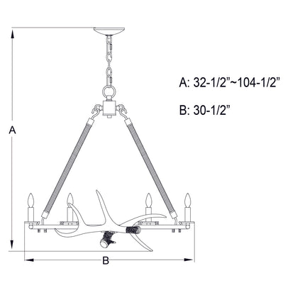 Breckenridge 30.5” 6 Light Antler Chandelier