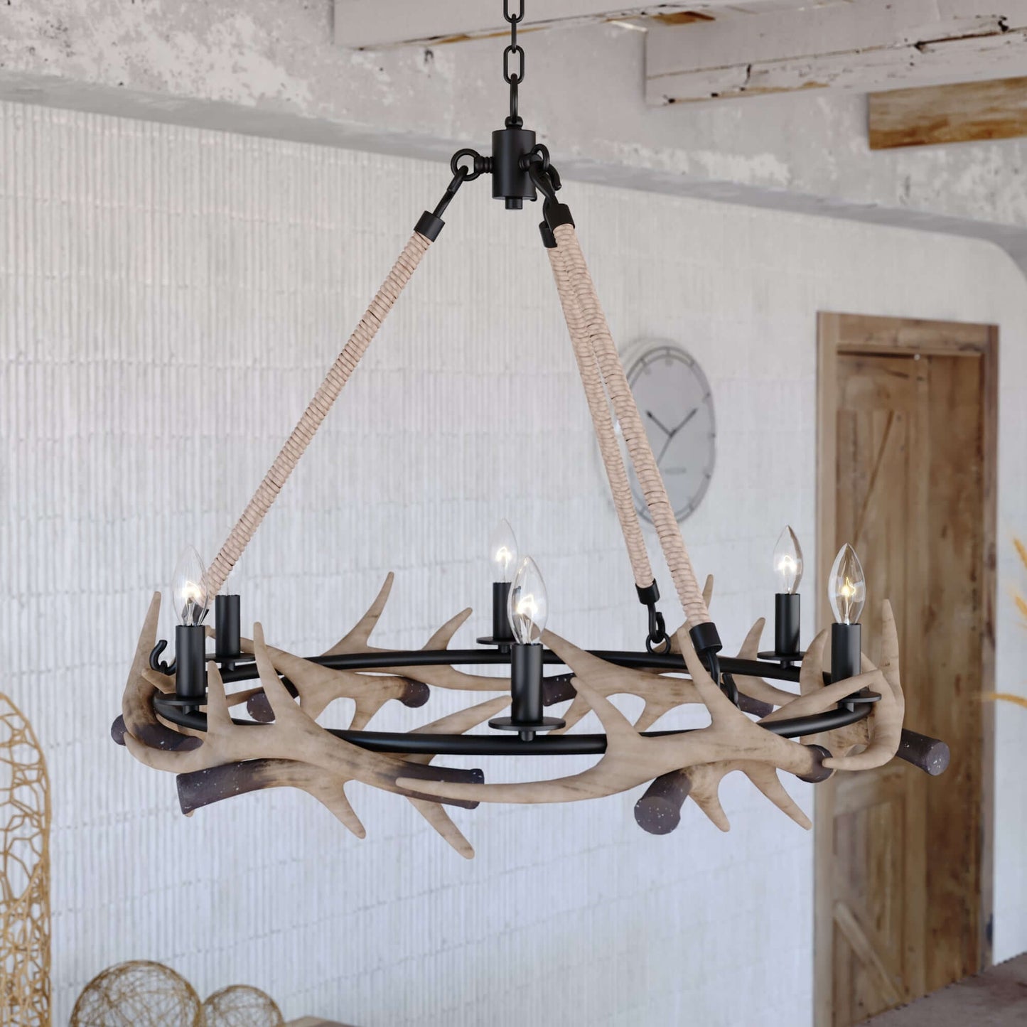 Breckenridge 30.5” 6 Light Antler Chandelier