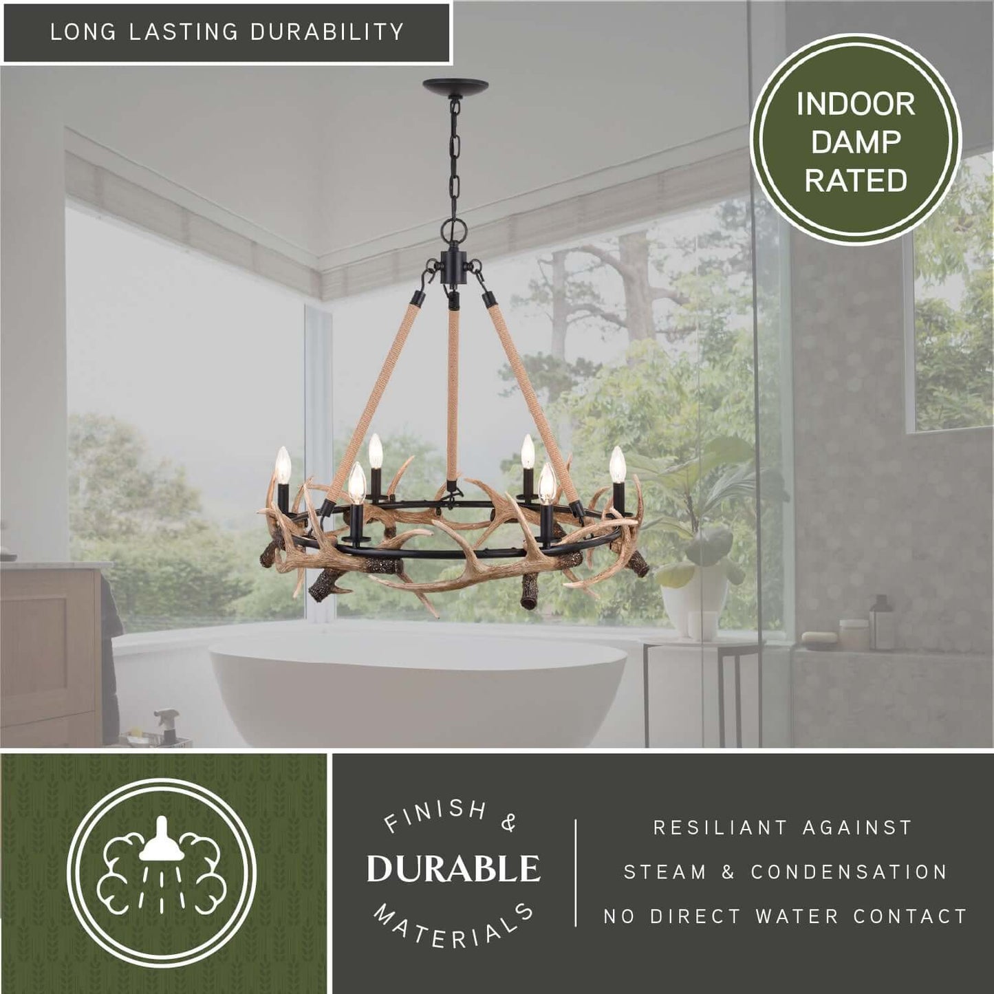 Breckenridge 30.5” 6 Light Antler Chandelier