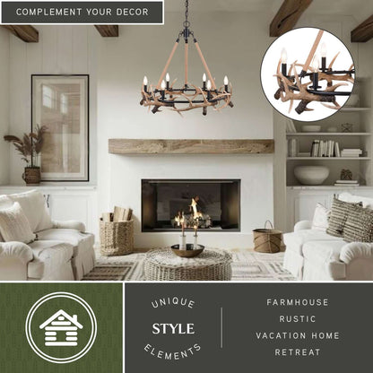 Breckenridge 30.5” 6 Light Antler Chandelier