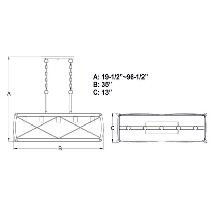 Montclare 35” 5 Light Linear Chandelier