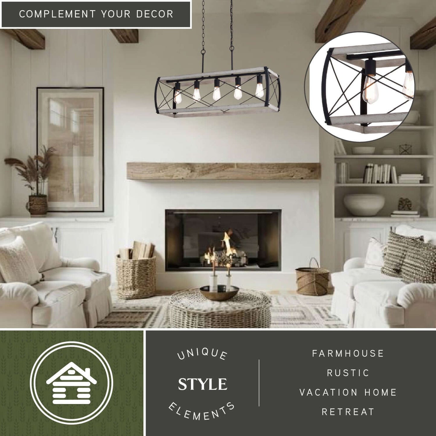 Montclare 35” 5 Light Linear Chandelier