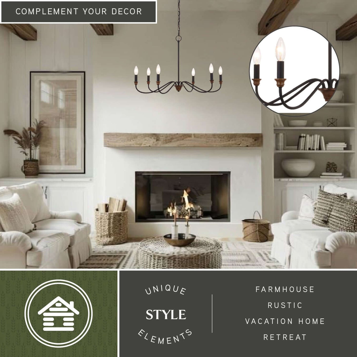 Annabelle 30” 6 Light Chandelier