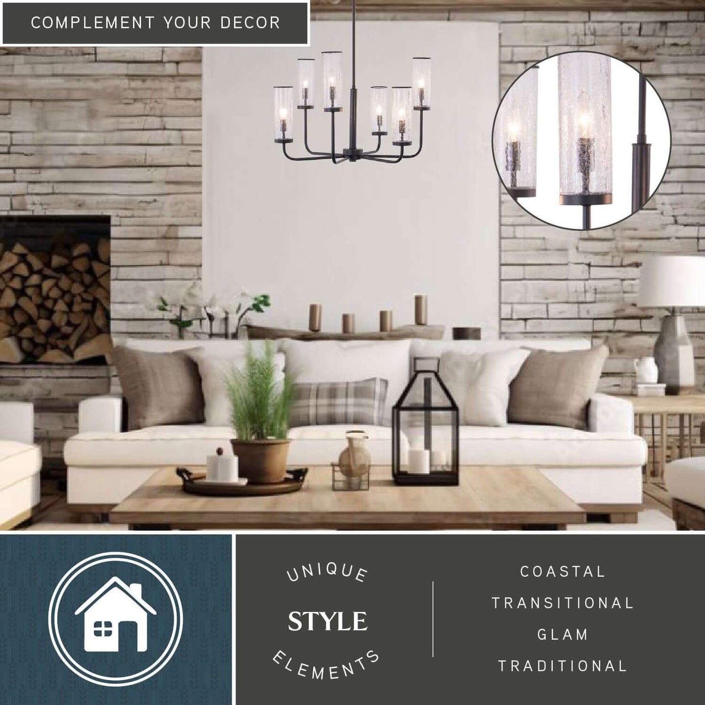 Glencoe 28” 6 Light Chandelier