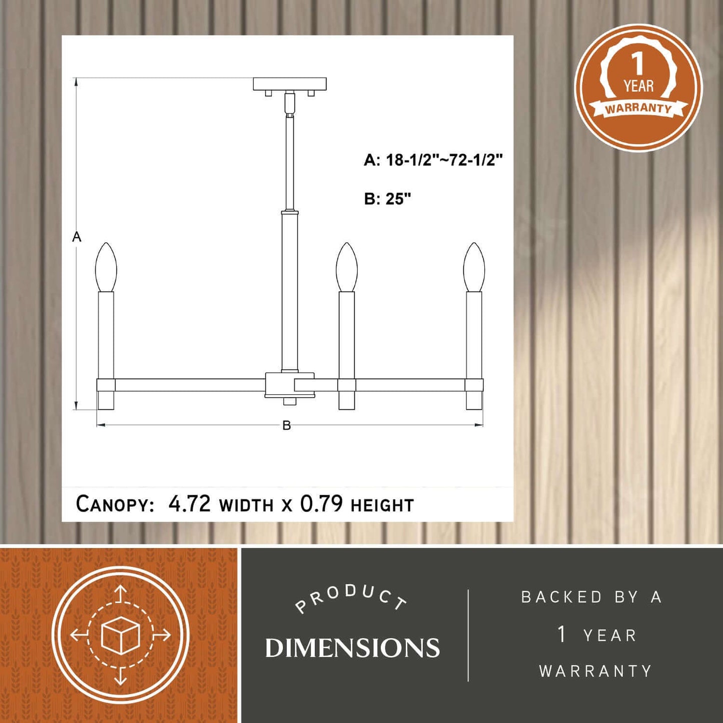 Damen 25” 5 Light Chandelier