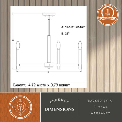 Damen 25” 5 Light Chandelier