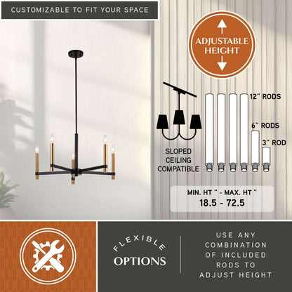 Damen 25” 5 Light Chandelier