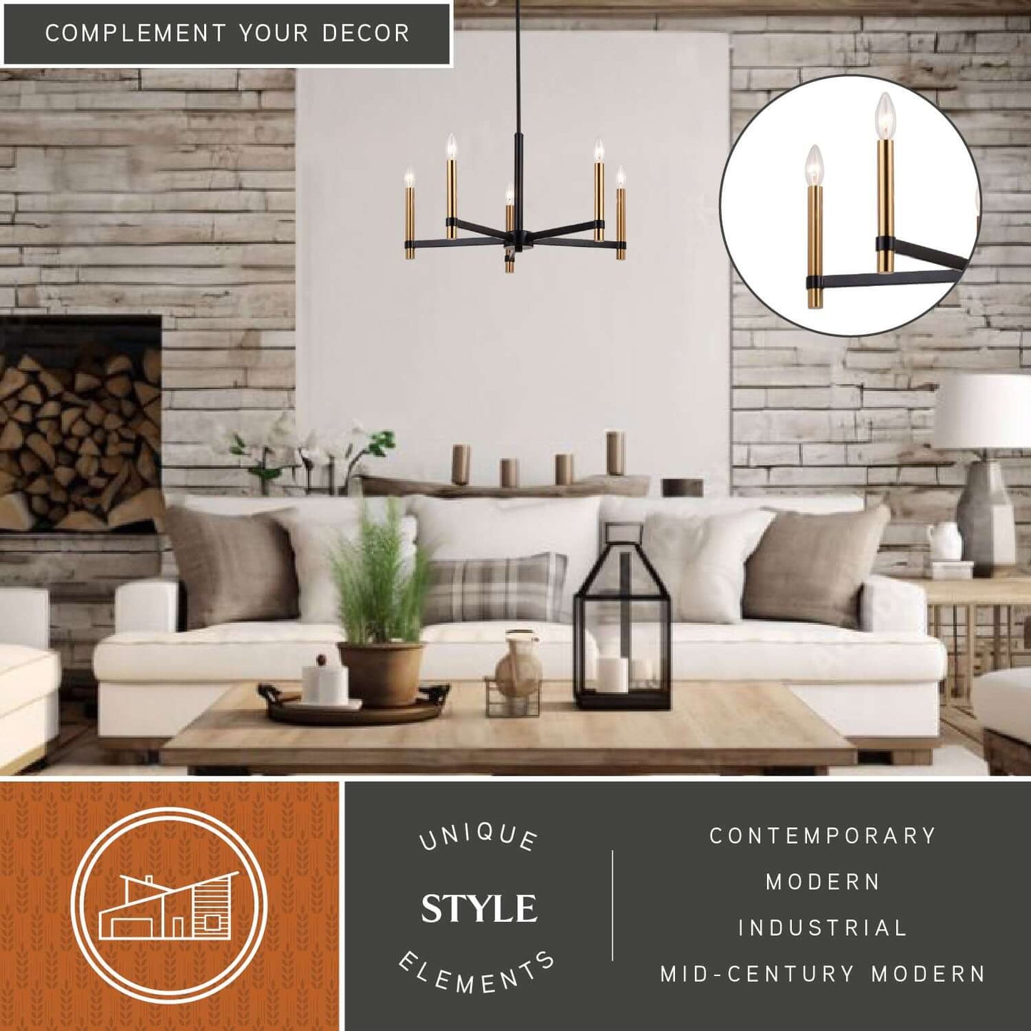 Damen 25” 5 Light Chandelier