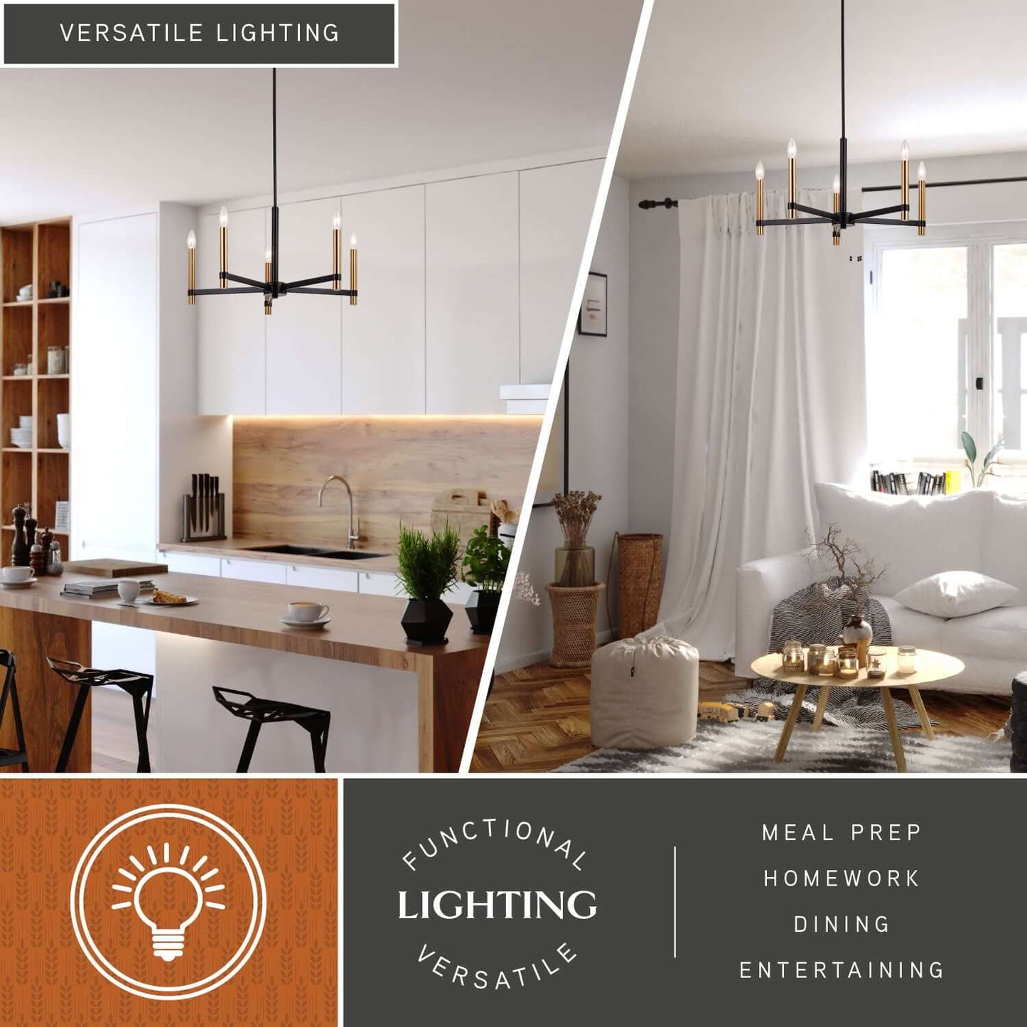 Damen 25” 5 Light Chandelier
