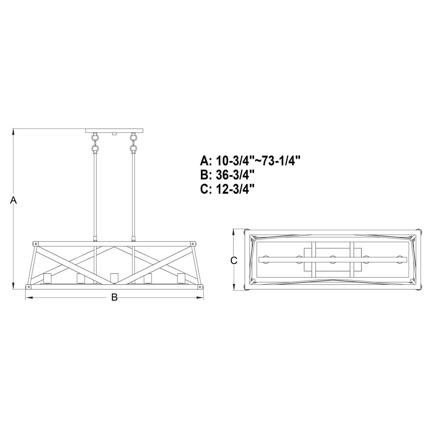 Wade 36” 5 Light Linear Chandelier