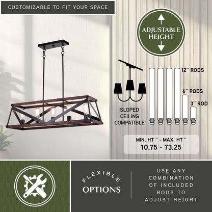 Wade 36” 5 Light Linear Chandelier