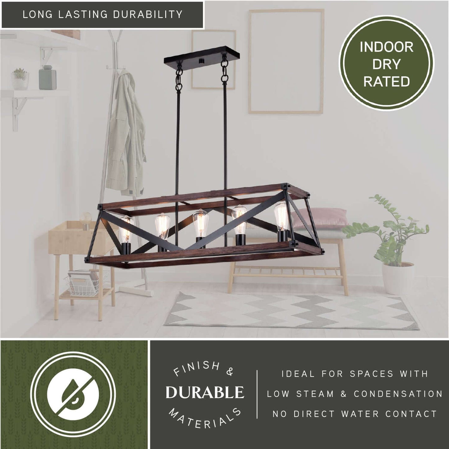 Wade 36” 5 Light Linear Chandelier
