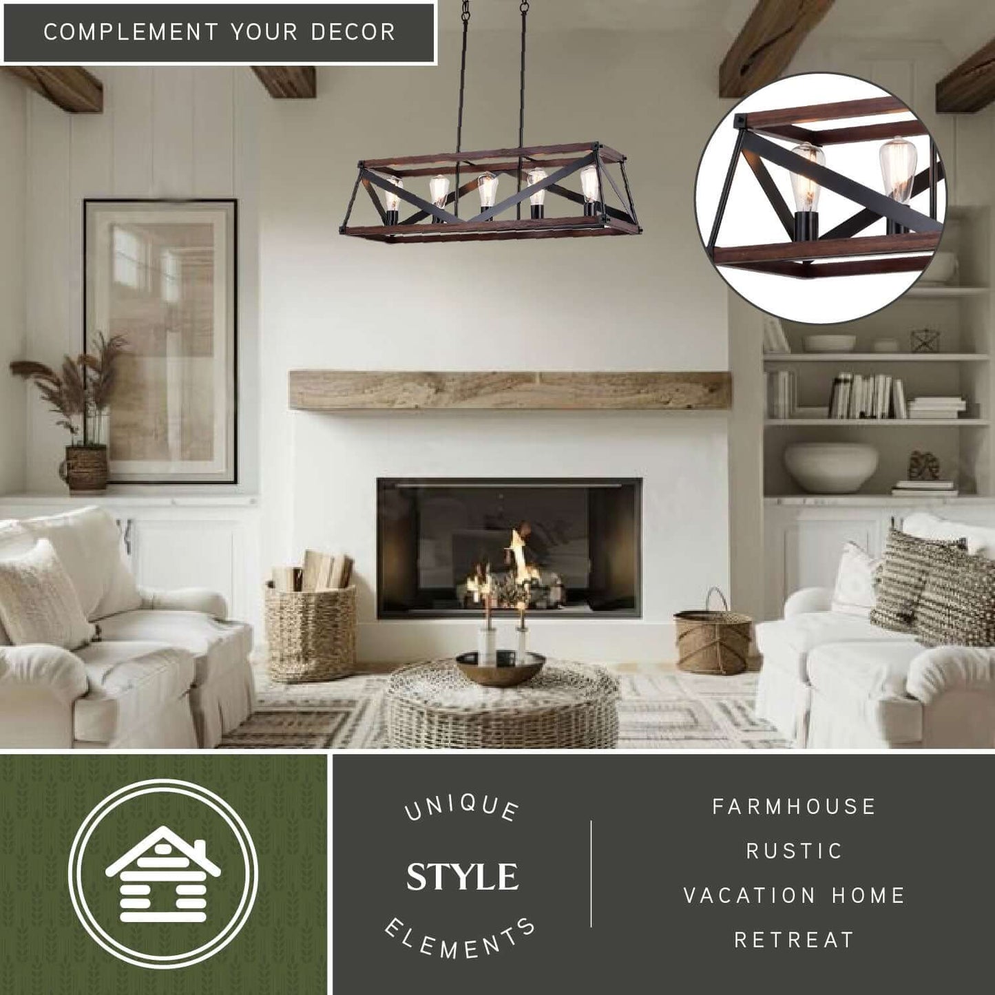 Wade 36” 5 Light Linear Chandelier