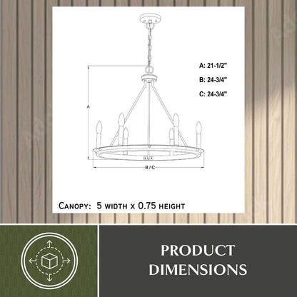 Russel 24.75” 6 Light Chandelier