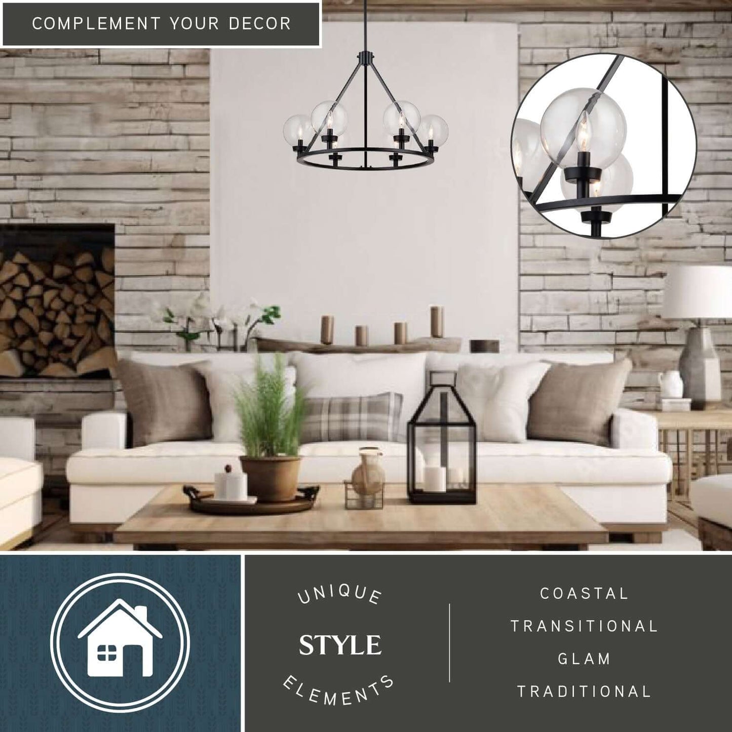 Lander 28.25” 6 Light Chandelier