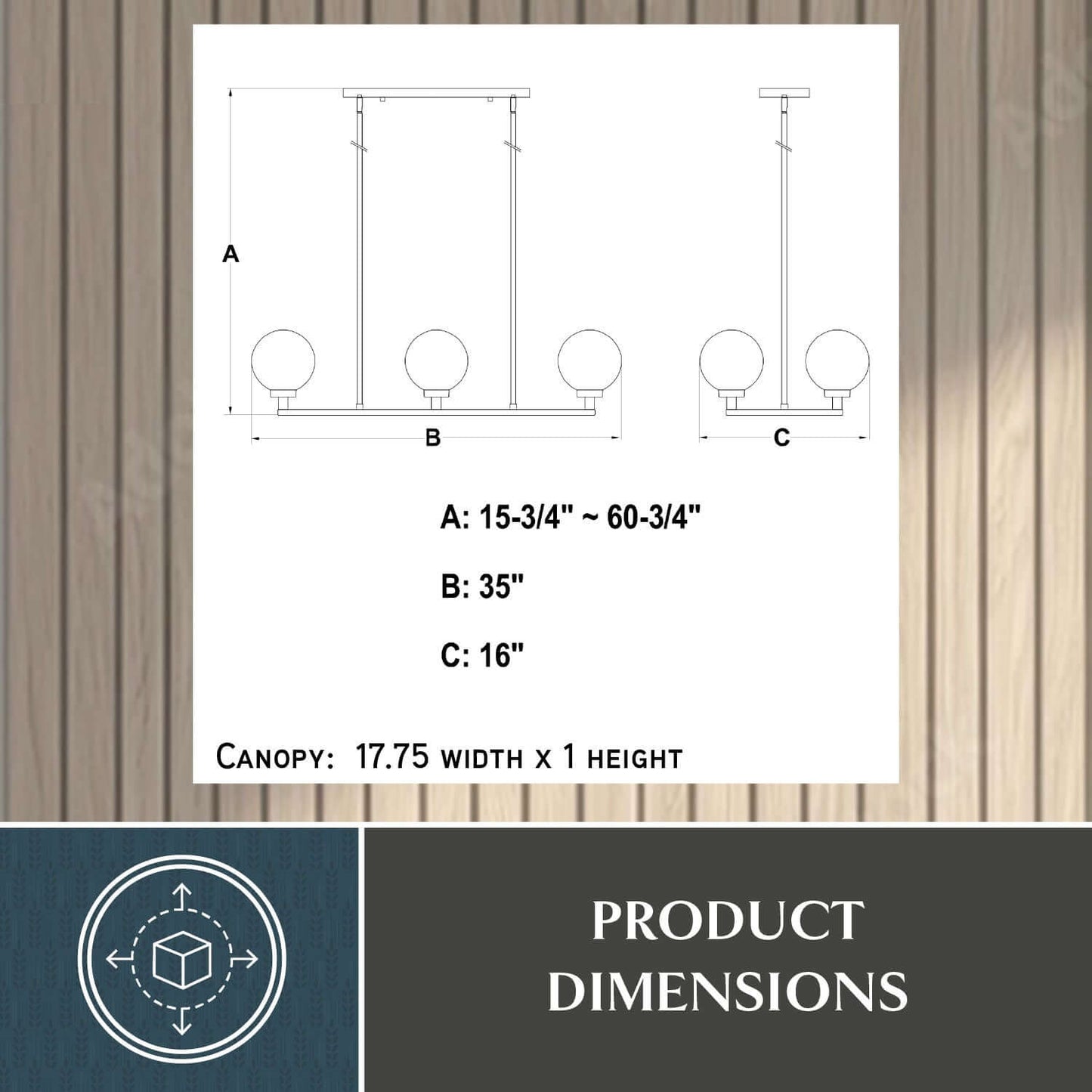 Lander 35” 6 Light Linear Chandelier