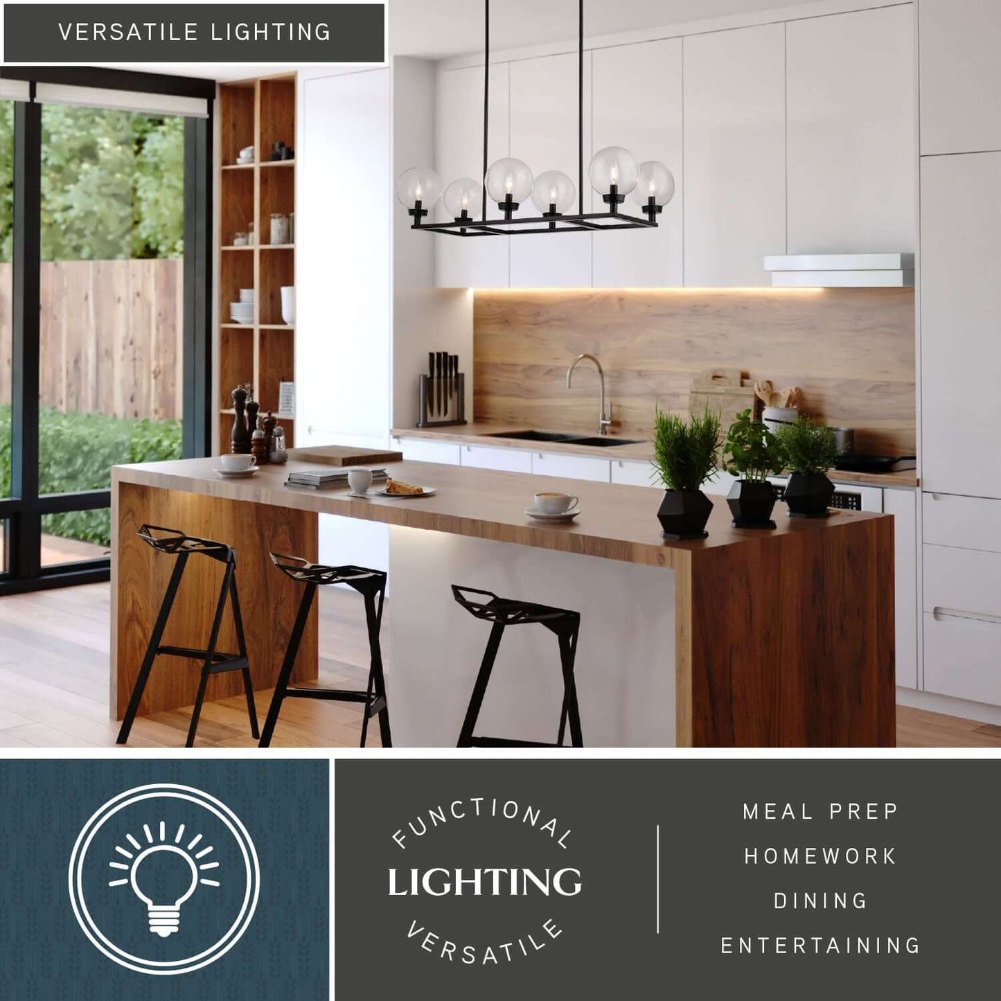 Lander 35” 6 Light Linear Chandelier
