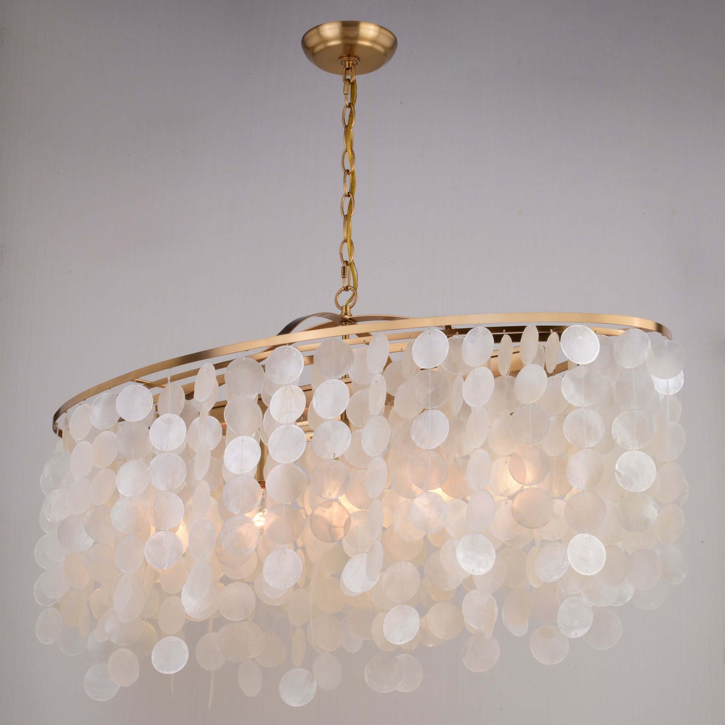 Elsa Capiz Shell 35.75” 5 Light Linear Chandelier