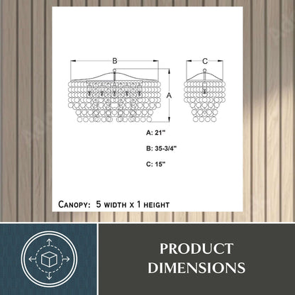 Elsa Capiz Shell 35.75” 5 Light Linear Chandelier