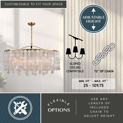 Elsa Capiz Shell 35.75” 5 Light Linear Chandelier