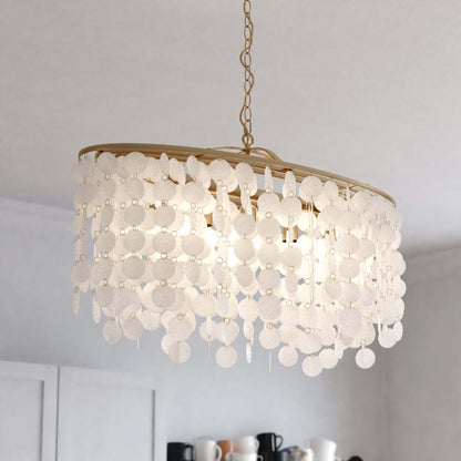 Elsa Capiz Shell 35.75” 5 Light Linear Chandelier