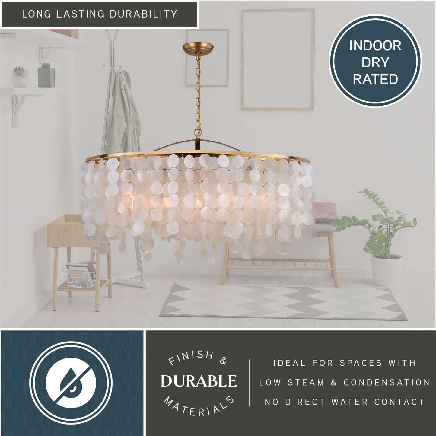 Elsa Capiz Shell 35.75” 5 Light Linear Chandelier