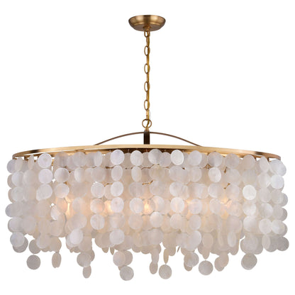 Elsa Capiz Shell 35.75” 5 Light Linear Chandelier