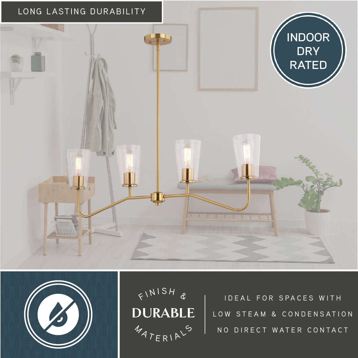 Beverly 36” 4 Light Linear Chandelier