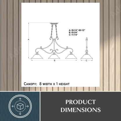 Monrovia 3 Light Linear Chandelier