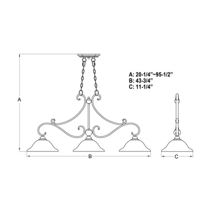 Monrovia 3 Light Linear Chandelier