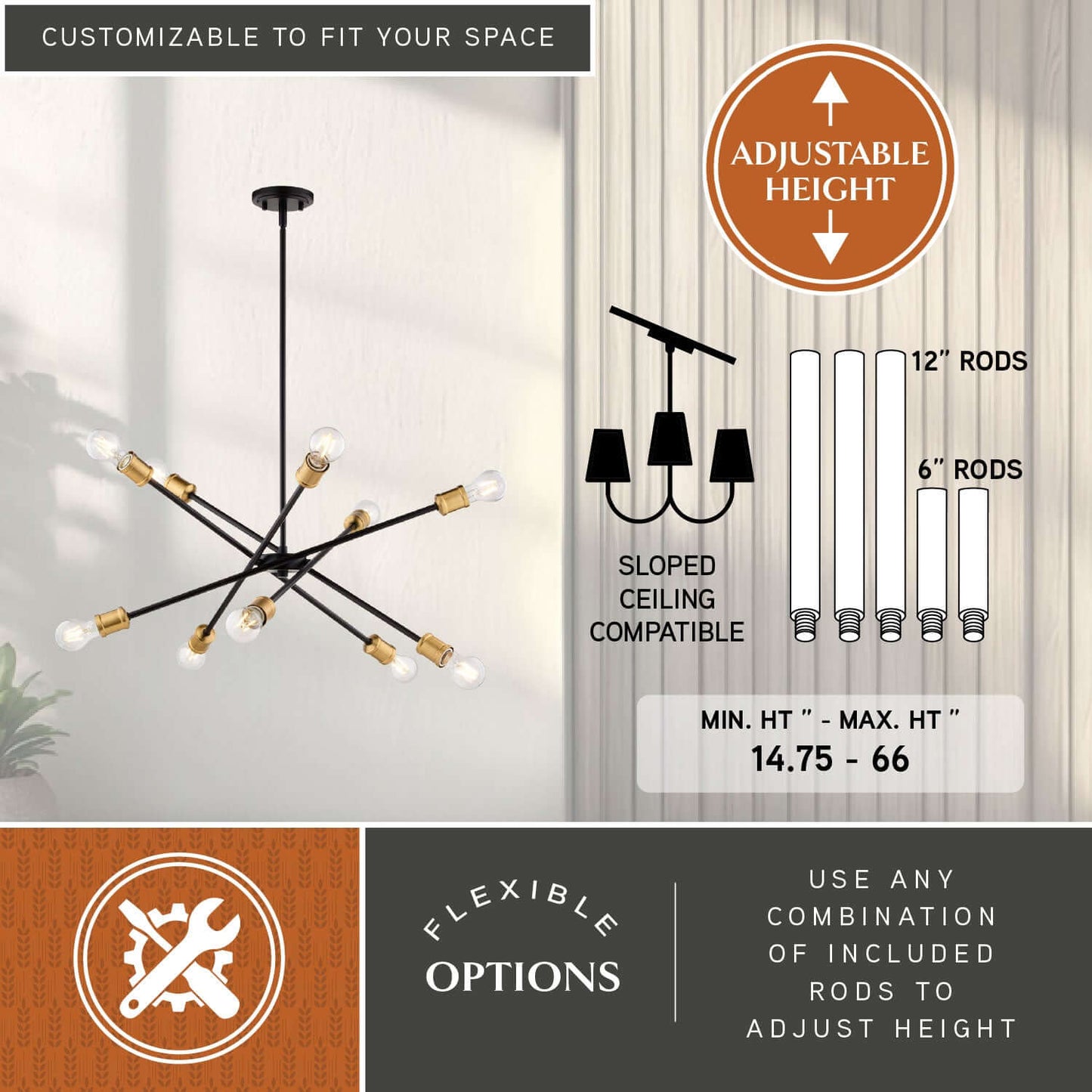 Gresham 32” 10 Light Chandelier