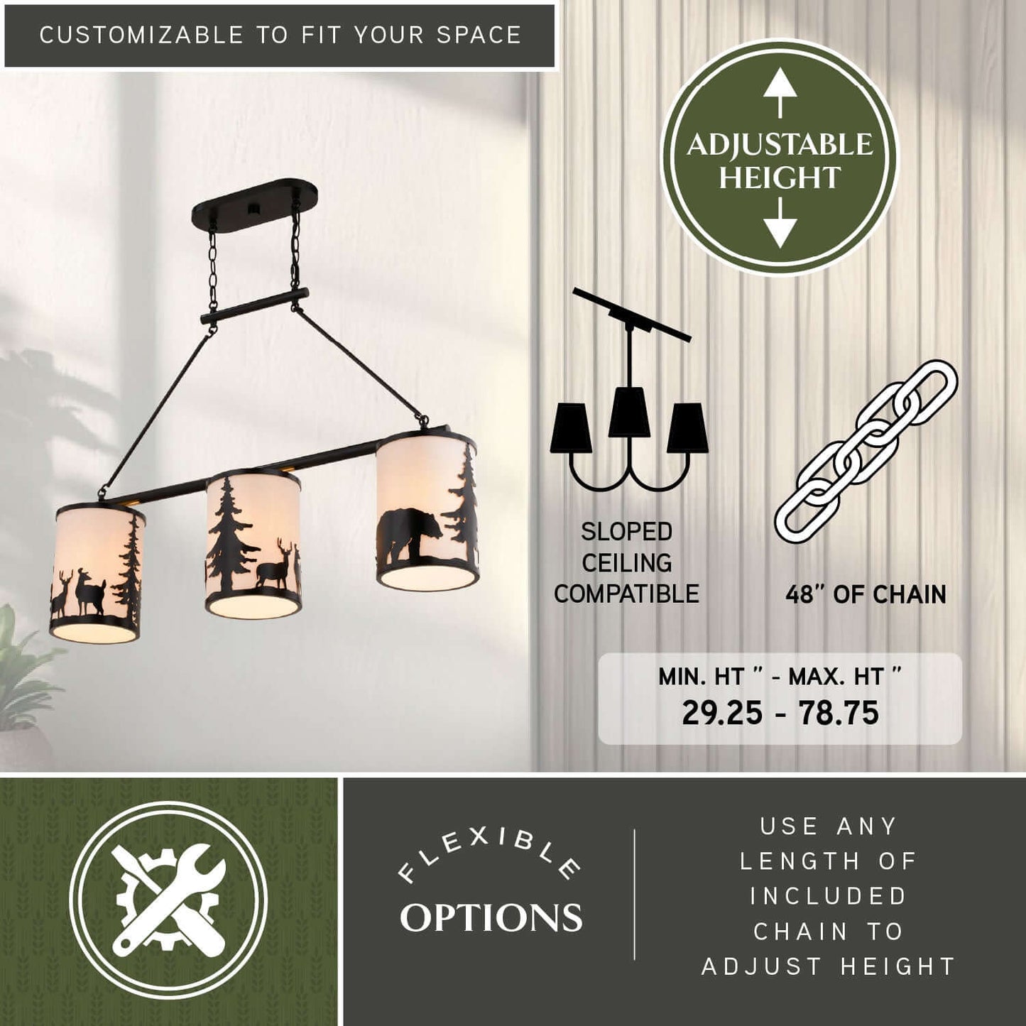 Acadia 3 Light Linear Chandelier
