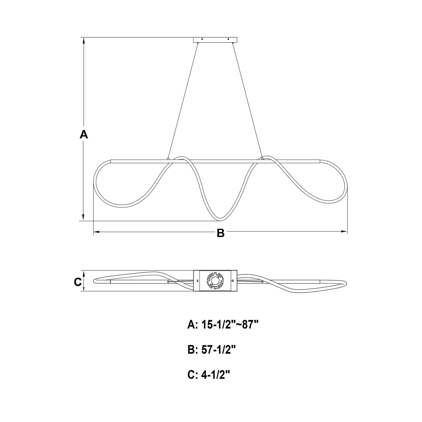 Bowman 59” W LED Linear Chandelier