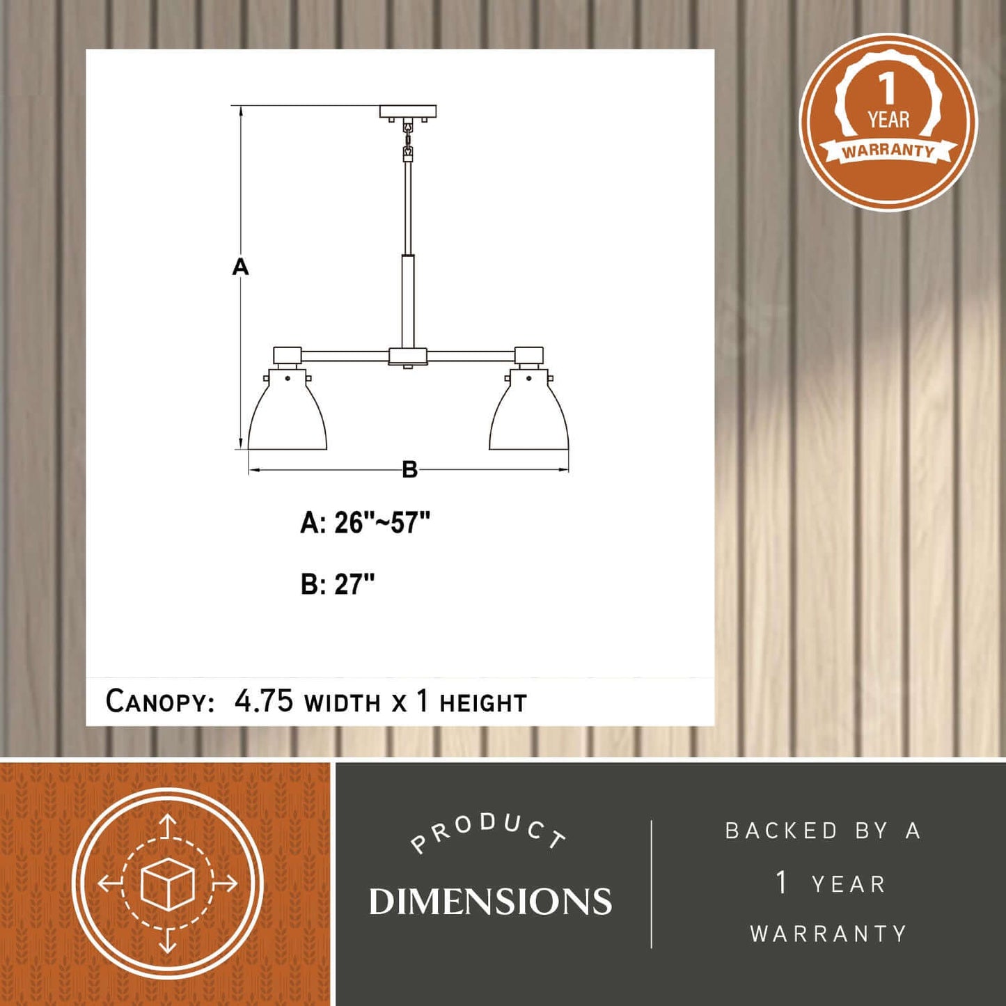 Elgin 27” 5 Light Chandelier