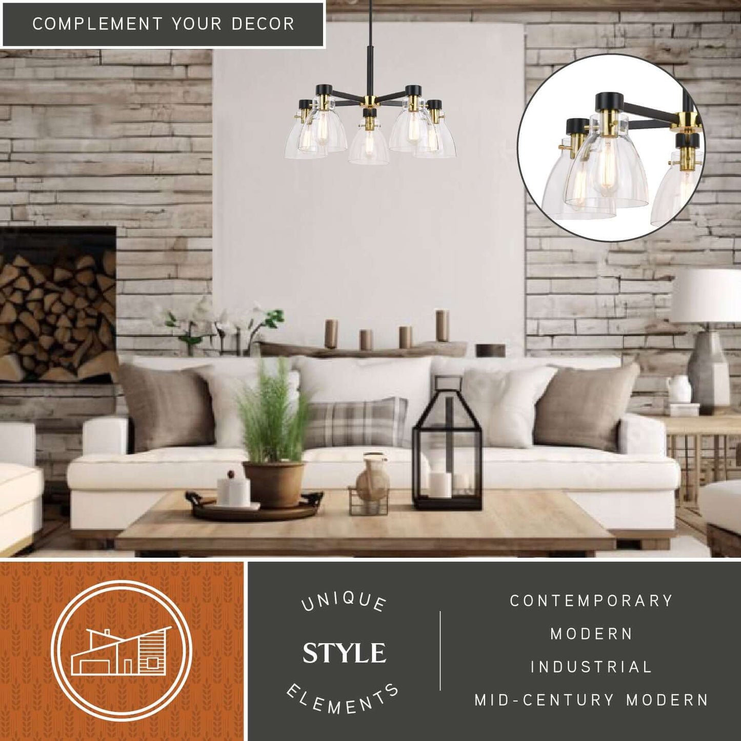 Elgin 27” 5 Light Chandelier