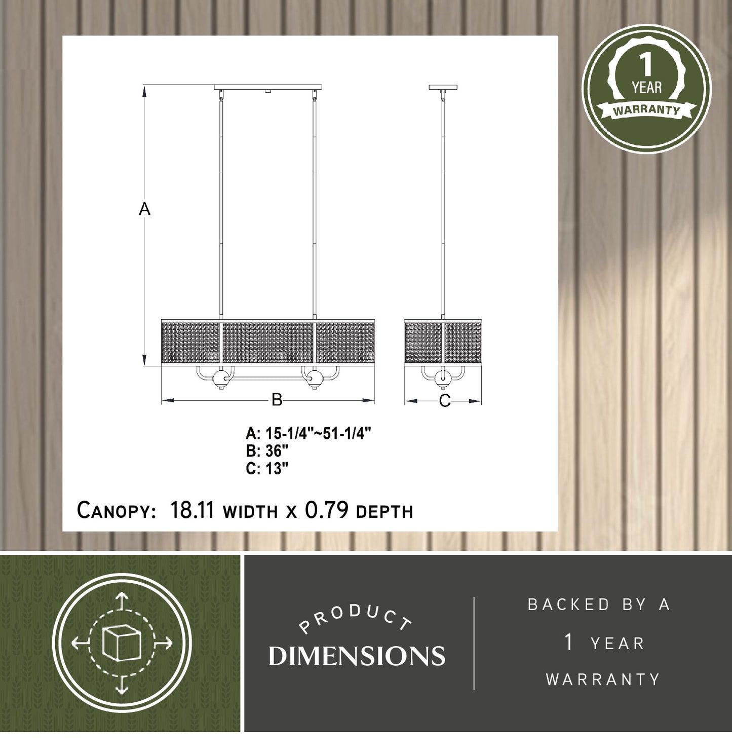 Berens 36” W 6 Light Linear Chandelier