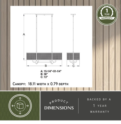 Berens 36” W 6 Light Linear Chandelier