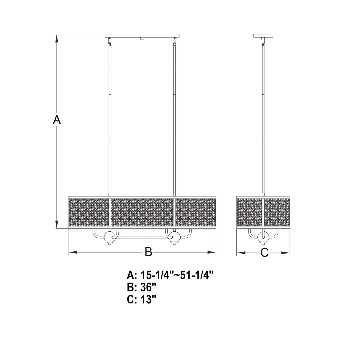 Berens 36” W 6 Light Linear Chandelier