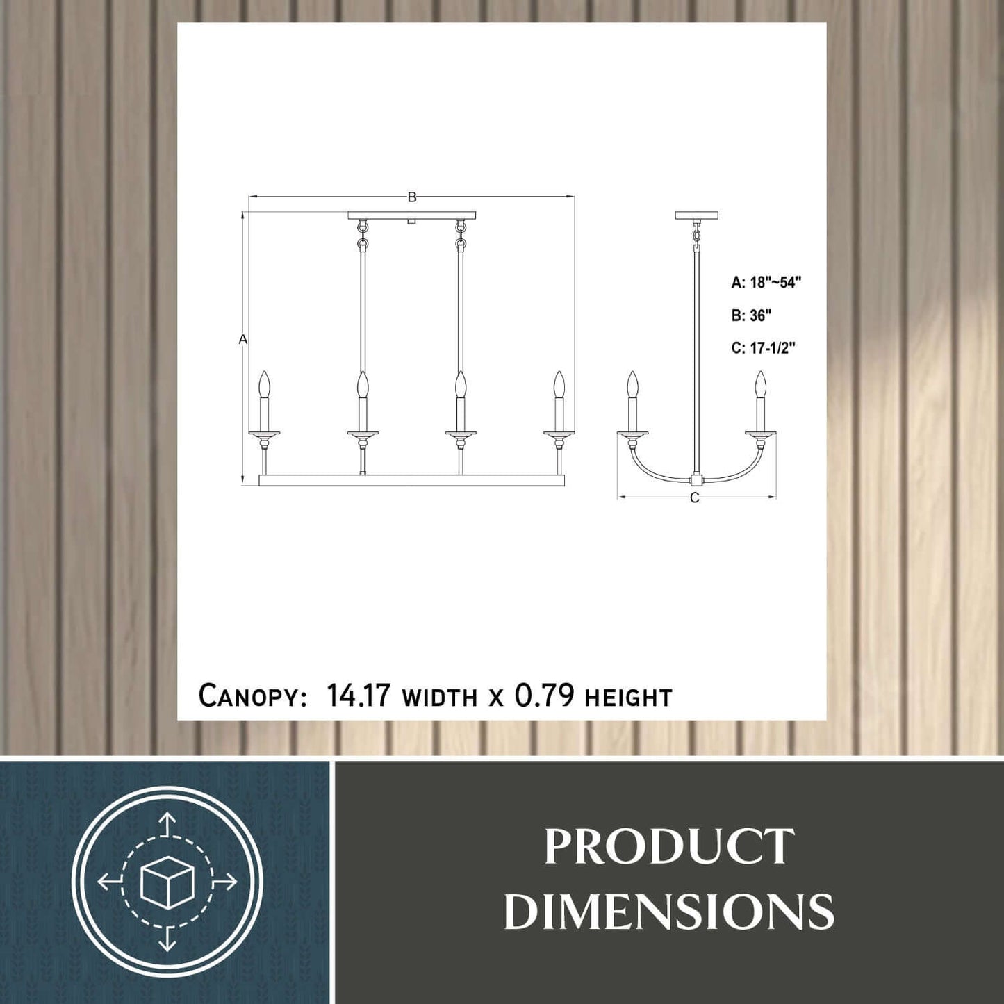 Durham 36” W 8 Light Linear Chandelier