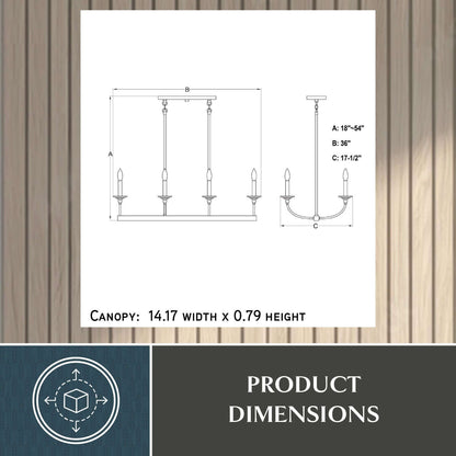 Durham 36” W 8 Light Linear Chandelier