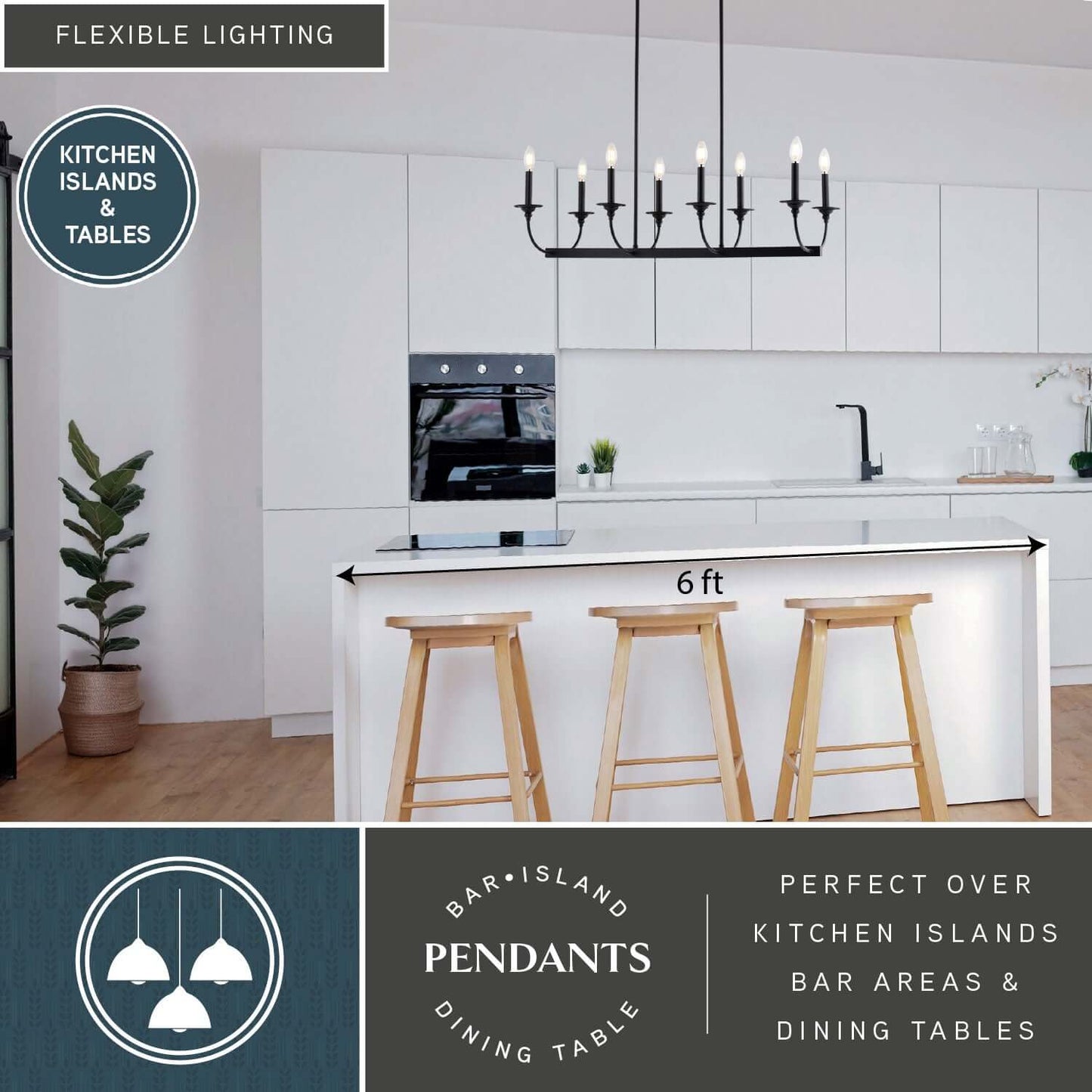 Durham 36” W 8 Light Linear Chandelier