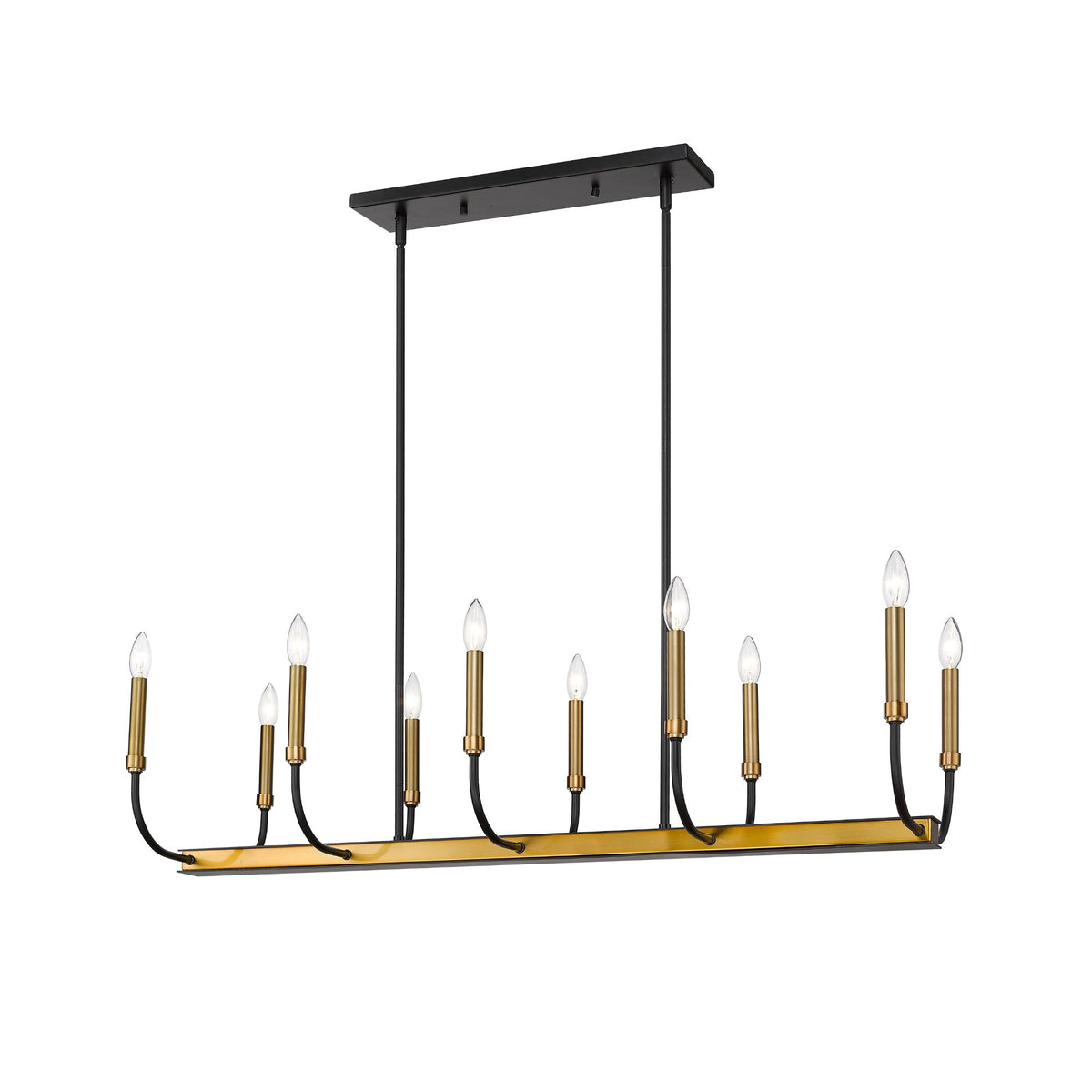 Haylie 10 Light Linear Chandelier Matte Black + Olde Brass