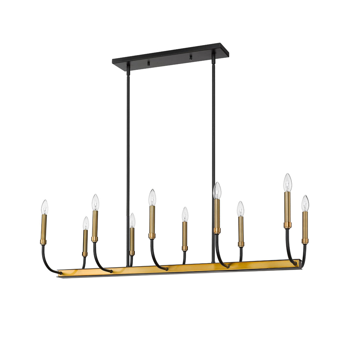 Haylie 10 Light Linear Chandelier Matte Black + Olde Brass