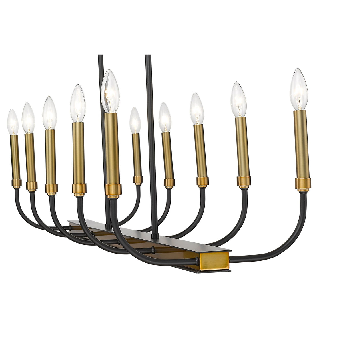 Haylie 10 Light Linear Chandelier Matte Black + Olde Brass
