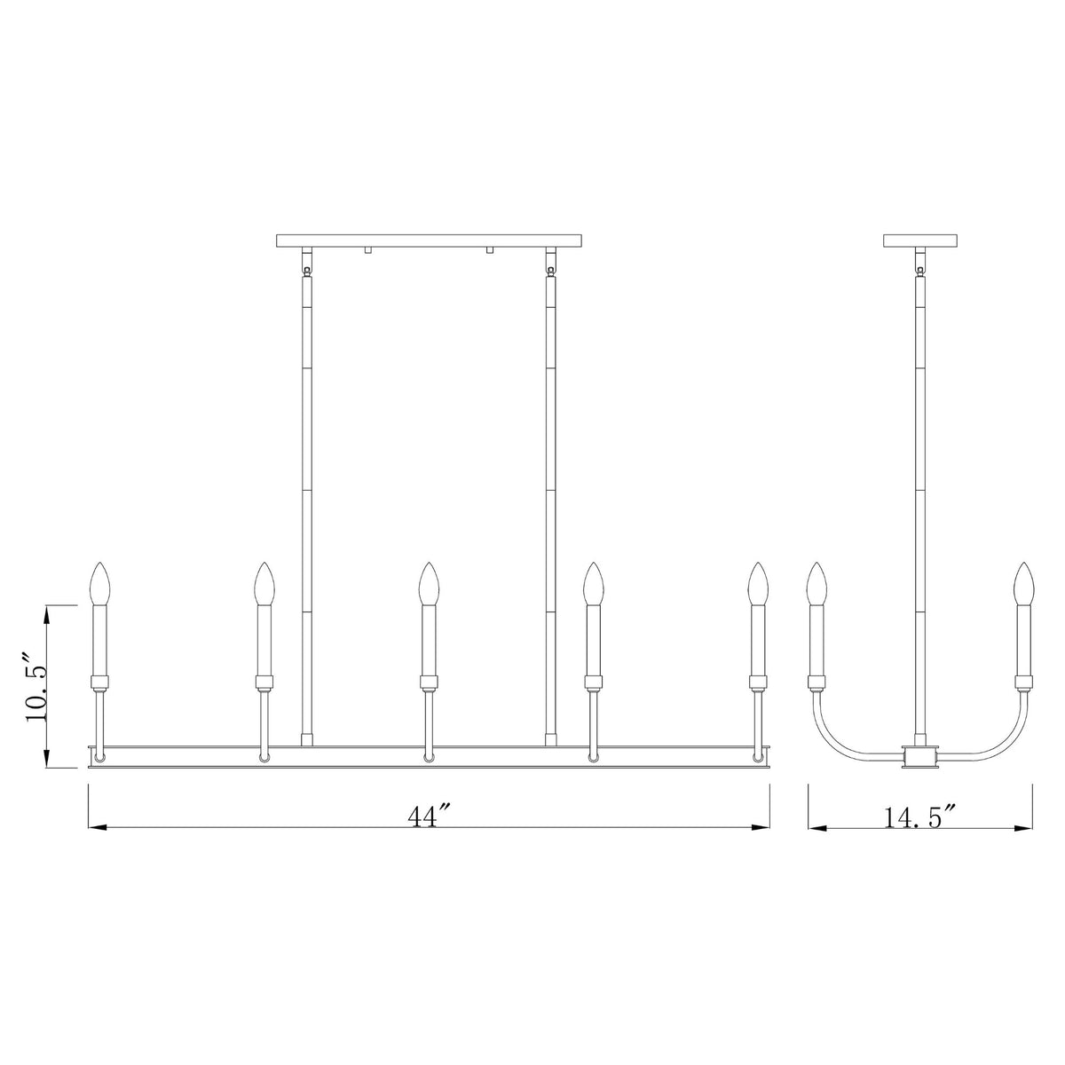 Haylie 10 Light Linear Chandelier Matte Black + Olde Brass